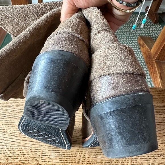 Frye tall distressed suede harness biker boots - Picture 3 of 7